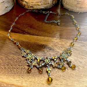 Vintage Y2K Silver Tone & Marigold Necklace